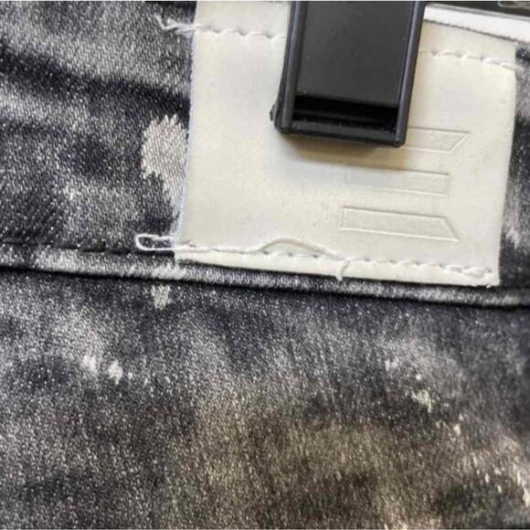 EMBELLISH EUC MENS UNISEX SIZE 36 x 35 HATE/LOVE DENIM BLACK JEANS - Picture 3 of 13